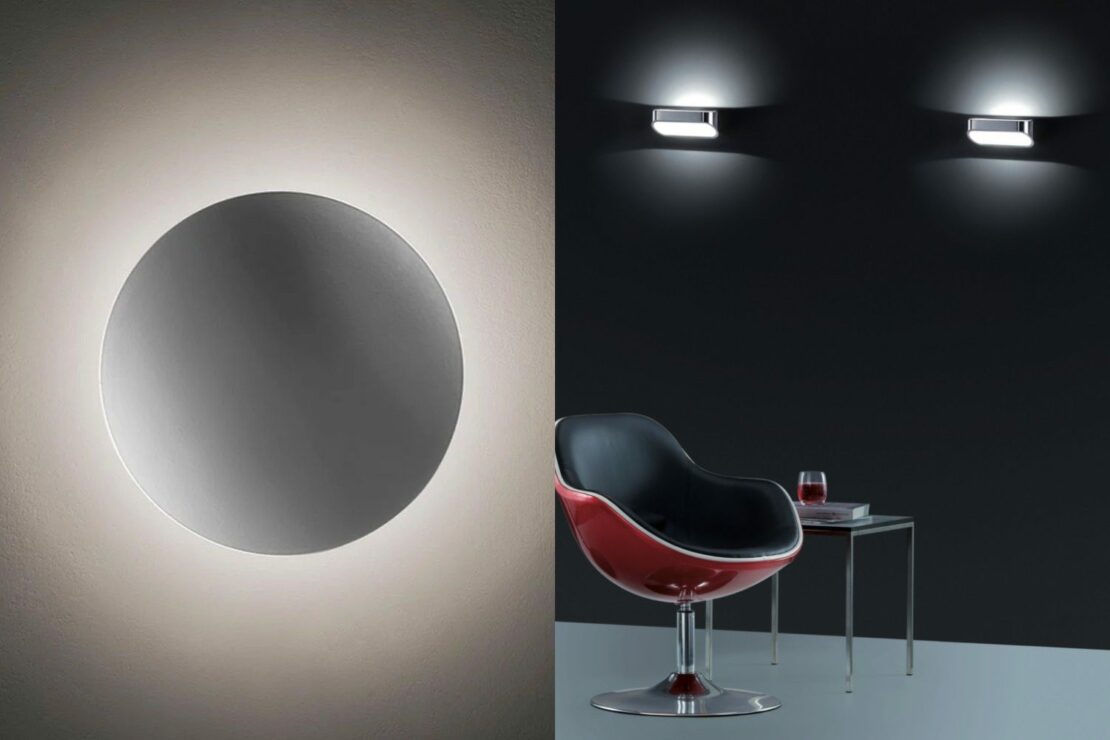 Runde Designer-Wandleuchte mit indirekter Beleuchtung & schlichte Wandleuchte mit direktem & indirektem Licht