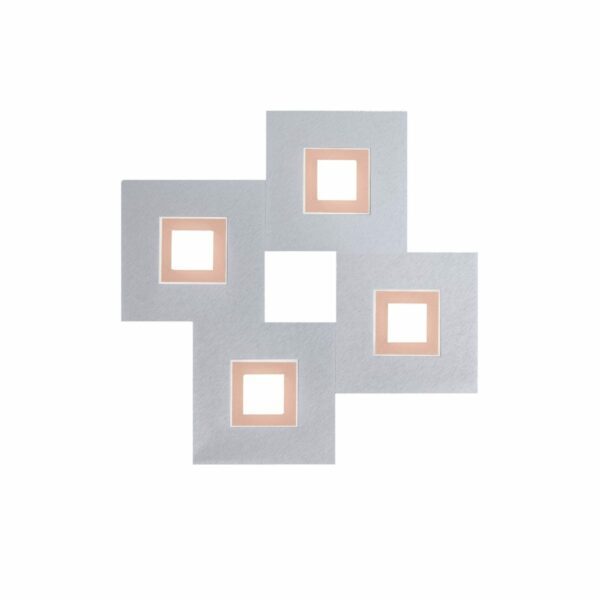 Grossmann Wand- und Deckenleuchte Karree in Aluminium/Kupfer-Pastell 4-flammig quadratische Ausführung