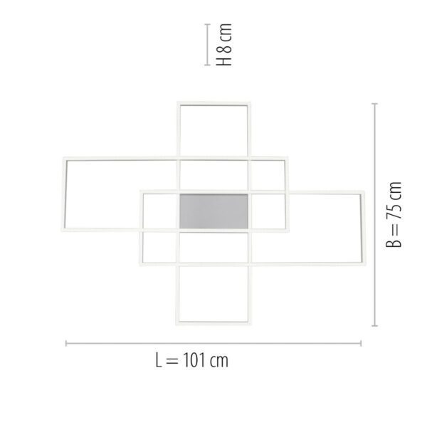Paul Neuhaus Deckenleuchte Q-Inigo in quadratischer Ausführung (101 x 75 cm) Maße
