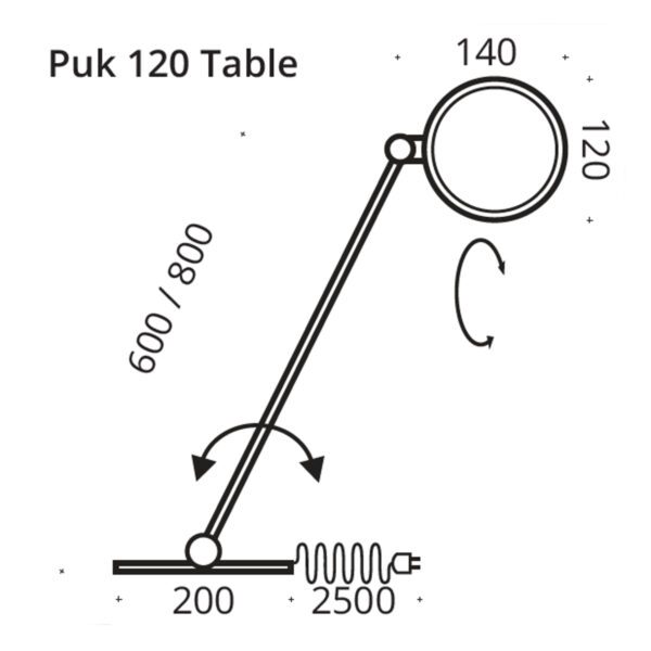 Top Light Tischleuchte Puk! 120 Table Maße