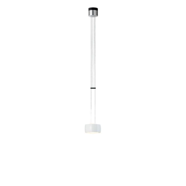 Oligo Pendelleuchte Grace LED mit sichtbarer Höhenverstellung 1-flammig in Weiß glänzend (Baldachin: Aluminium gebürstet)