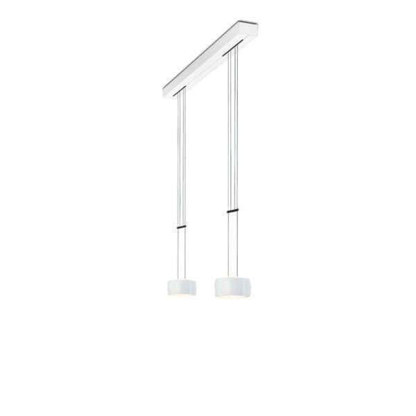 Oligo Pendelleuchte Grace LED mit sichtbarer Höhenverstellung 2-flammig in Weiß glänzend (Baldachin: Weiß matt)