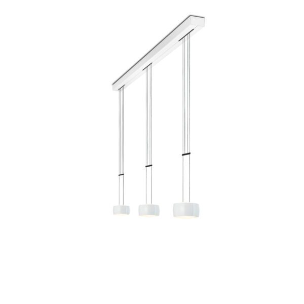 Oligo Pendelleuchte Grace LED mit sichtbarer Höhenverstellung 3-flammig in Weiß glänzend (Baldachin: Weiß matt)