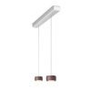 Oligo Pendelleuchte Grace 2-flammig mit Baldachin in Aluminium gebürstet/Weiß matt und Lampenschirmen in Brazilian brown