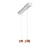 Oligo Pendelleuchte Grace 2-flammig mit Baldachin in Aluminium gebürstet/Weiß matt und Lampenschirmen in Satin cooper