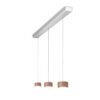 Oligo Pendelleuchte Grace 3-flammig mit Baldachin in Aluminium gebürstet/Weiß matt und Lampenschirmen in Satin cooper