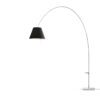 Luceplan Bogenleuchte Lady Costanza mit Aluminiumgestell und Lampenschirm in Schwarz