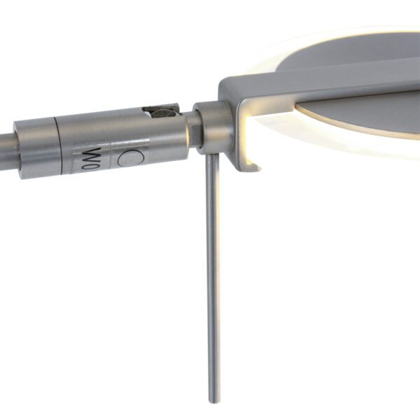 Steinhauer Deckenfluter Turound mit Lesearm in Stahl mit klarem Diffusor Detailansicht Leuchtenkopf