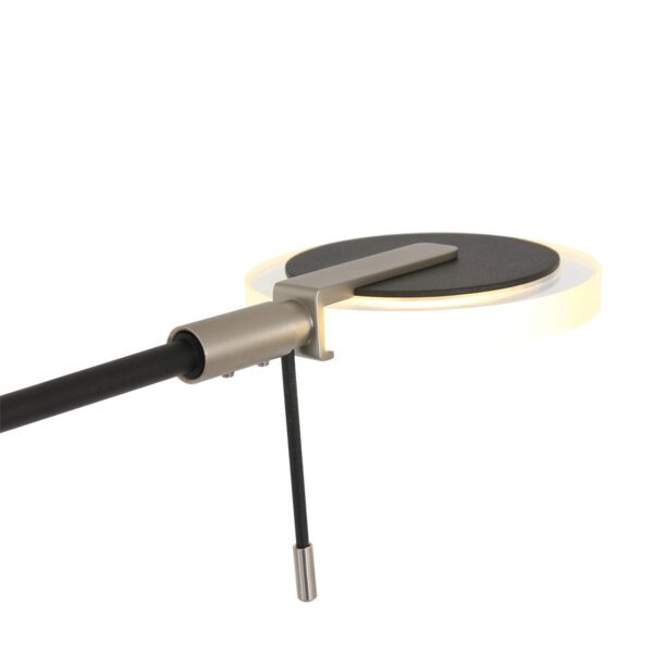 Steinhauer Stehleuchte Turound höhenverstellbar in Schwarz mit klarem Diffusor Detailansicht Leuchtenkopf