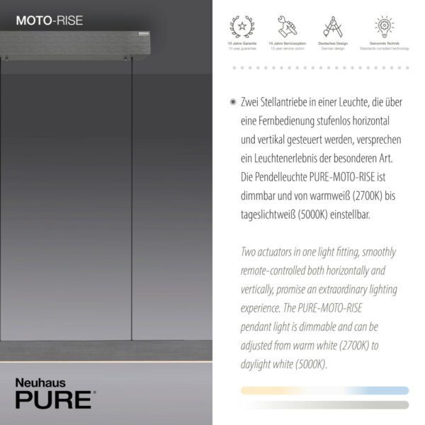 Paul Neuhaus Pendelleuchte Pure-Moto-Rise in Holz natur in Grau Beispiel Funktionen