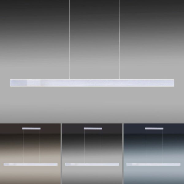 Paul Neuhaus Pendelleuchte Pure-Lume in Aluminium Wohnbeispiel Lichtfarbe