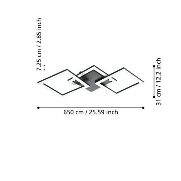 Eglo Deckenleuchte Paranday-Z Form 3 Maße