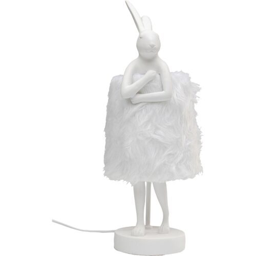 Kare Tischleuchte Animal Rabbit Fur in Weiß/Silber